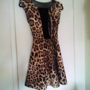 Ultra Sexy Animal Print  Mini Dress With Sheer Front & Back